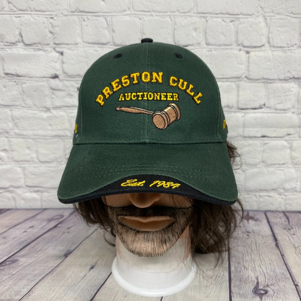 Baseball Hat Cap Strap Back Green Preston Cull Auctioneer Est. 1984 P & T Farms